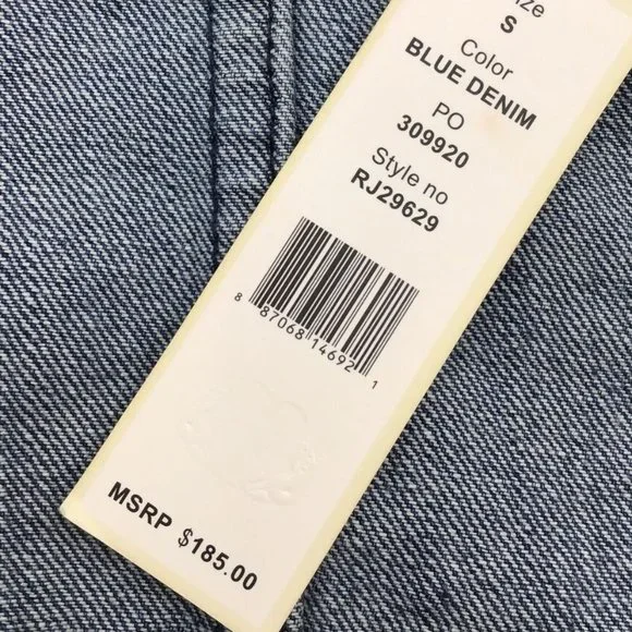 NWT [Romeo & Juliet Couture] Blue Denim Open Jacket w/ Faux Leather Sleeves Sz S - Picture 3 of 8